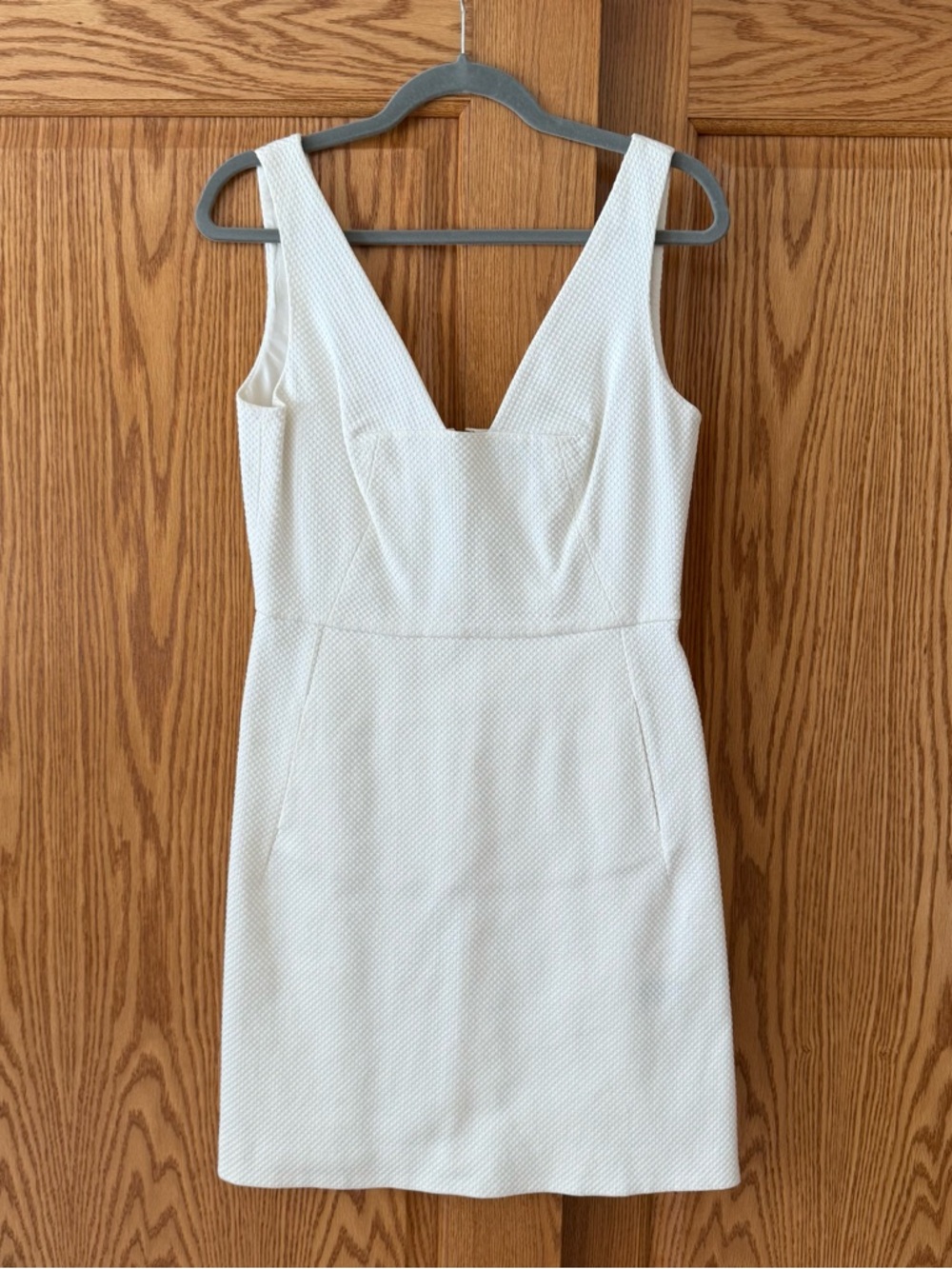 RACHEL Rachel Roy Textured White V-Neck Mini Dress